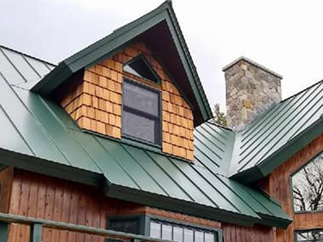 green metal roof