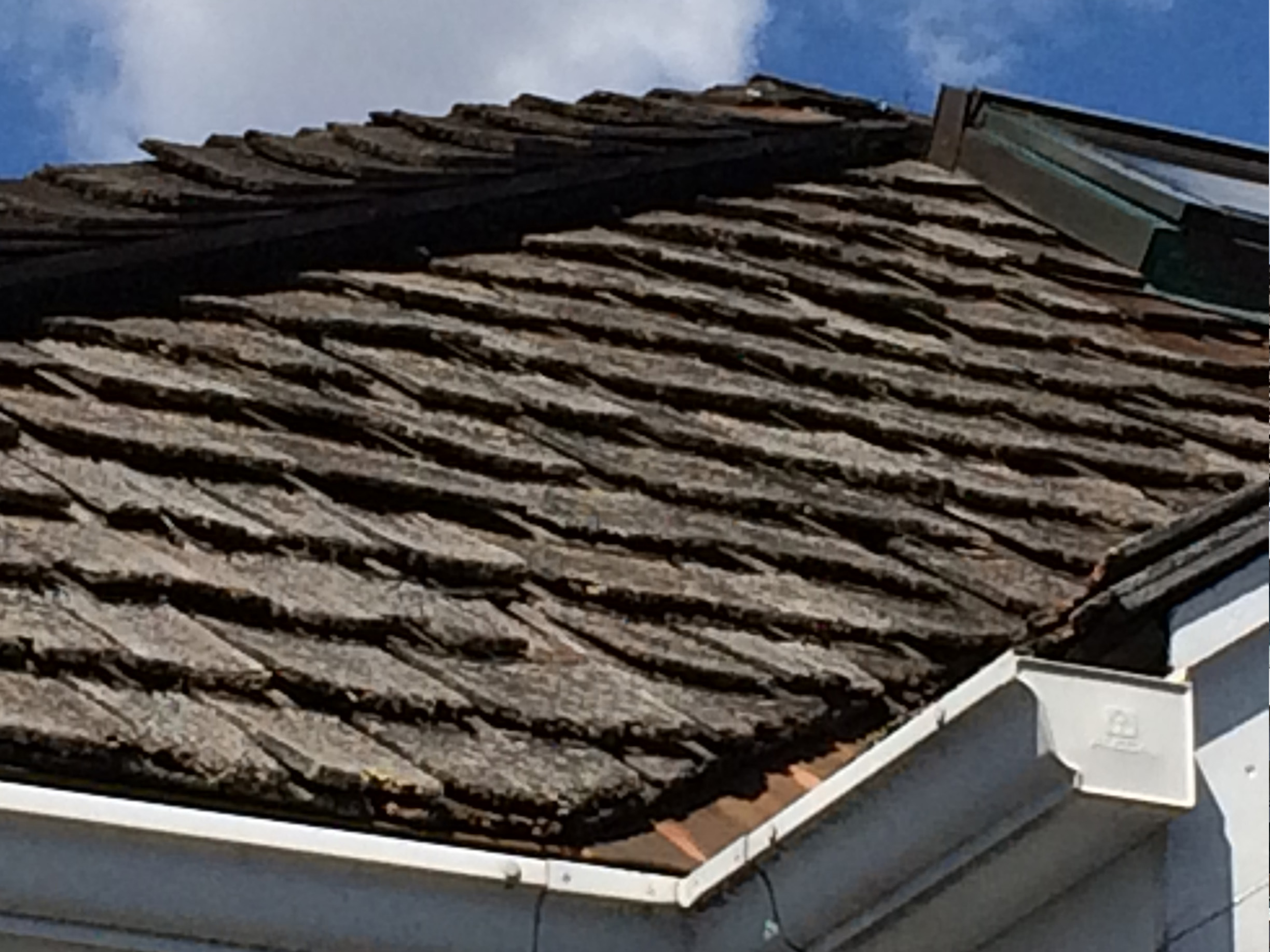 warped cedar shakes on a roof